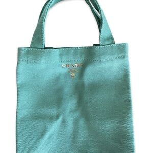 PRADA Mini Canvas Tote in Sea Foam Green
